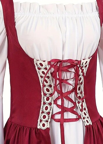 44 Beden Dantel Elbise, Vintage Flare Kollu A-line (S-M-L-Xl-XXL)