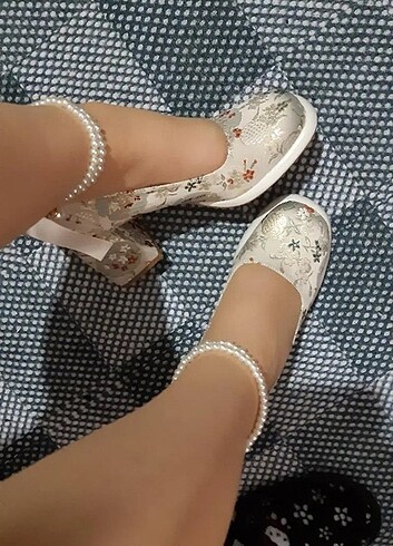 35,5 Beden Kalın Topuklu Çin Stili Çeongsam Yüksek Topuklu