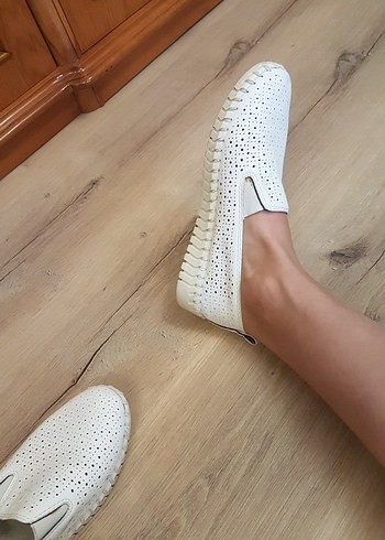 36 Beden Bambi gercek deri beyaz Günlük Ayakkabı