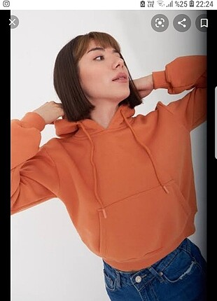 Addax Kisa kapusonlu kayısı sweatshirt