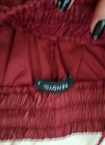 s Beden Bordo deri gorunümlu jogger pantolon