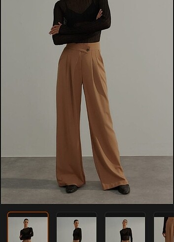 Camel wide leg pantolin