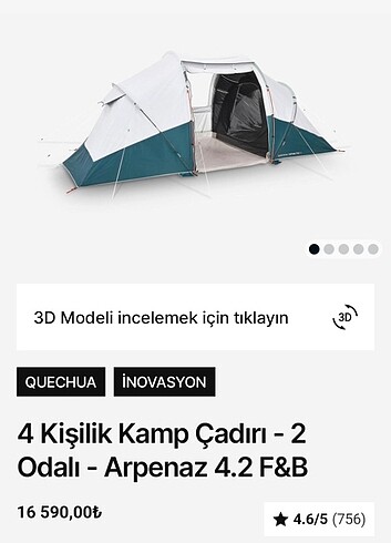 Arpenaz 4.2 F&B pollü çadır