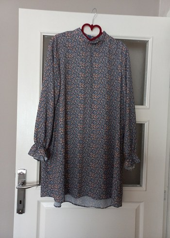 Gri Bohem Yüksek Yaka Midi Tunik