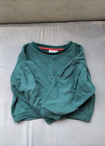 5 Yaş Beden yeşil Renk Sweatshirt kız çocuk crop sweatshirt