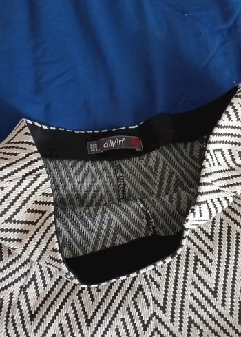 Gri Mavi Desenli Mini Pilili Kadın Etek - Görsel 2