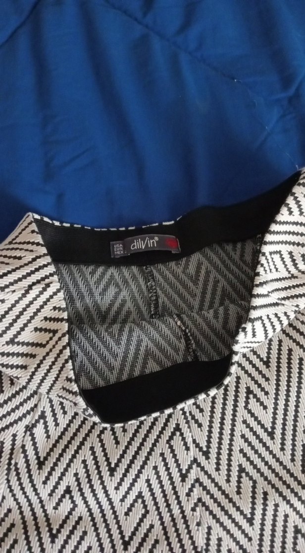 Gri Mavi Desenli Mini Pilili Kadın Etek - Görsel 2