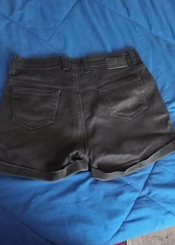 Kadın Siyah Kemerli Mini Denim Şort - Görsel 2