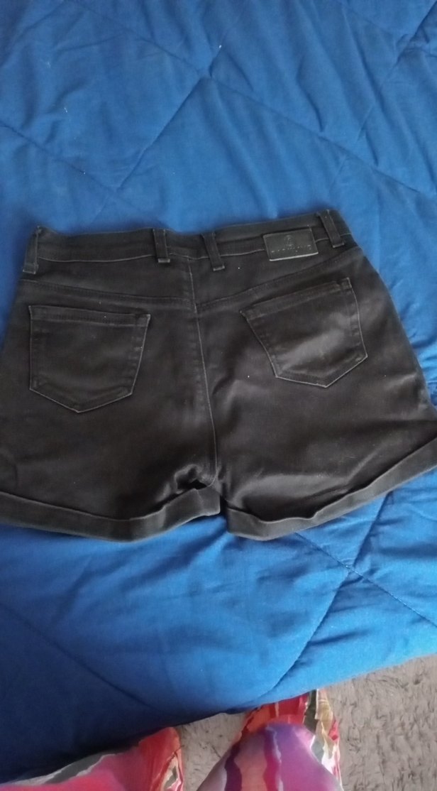 Kadın Siyah Kemerli Mini Denim Şort - Görsel 2