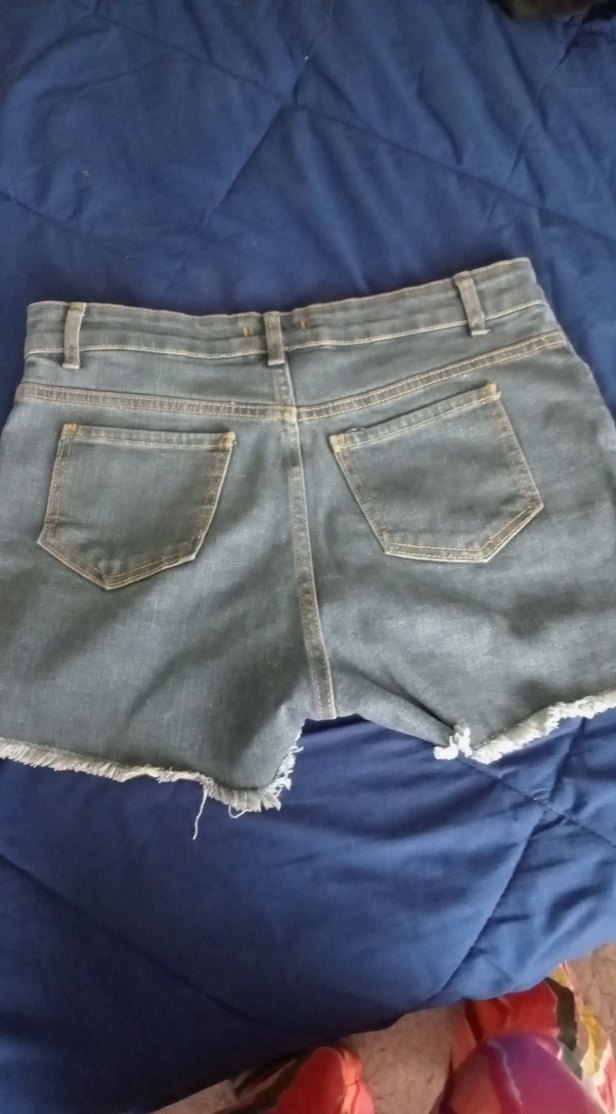 Düğmeli Gri Kadın Kot Şort - Görsel 2