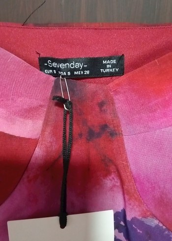 Pembe Midi Straplez Bağlama Desenli Elbise - Görsel 3