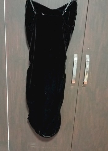 Siyah Drapeli Straplez siz üstü Kadın Elbise - Görsel 2