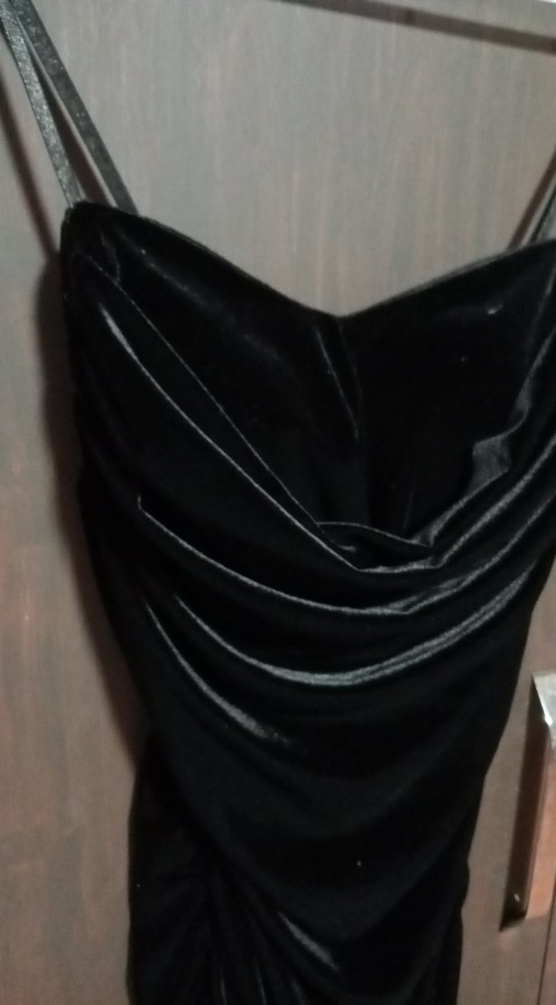 Siyah Drapeli Straplez siz üstü Kadın Elbise - Görsel 3