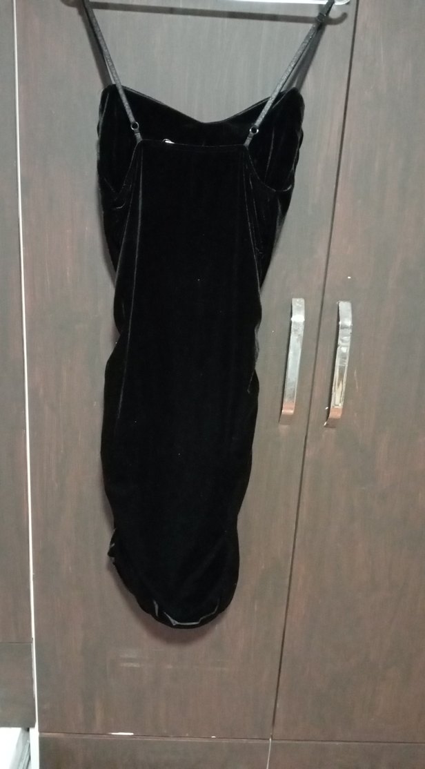 Siyah Drapeli Straplez siz üstü Kadın Elbise - Görsel 2