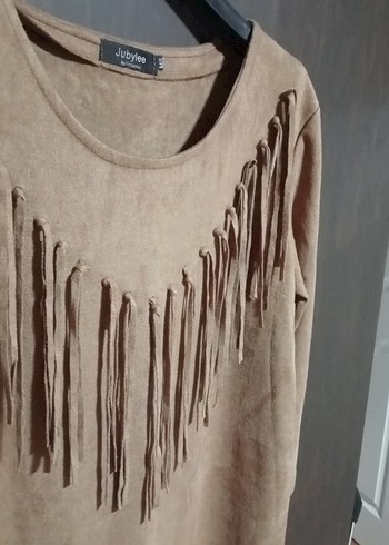 Püsküllü Süet Mini Bohem Tunik - Görsel 3