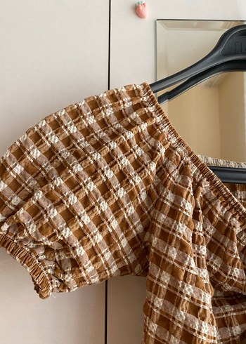 Kahverengi Kareli  Elbise - Görsel 5