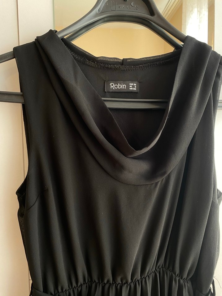 Kemer Detaylı Siyah Midi Kadın Elbise - Görsel 3