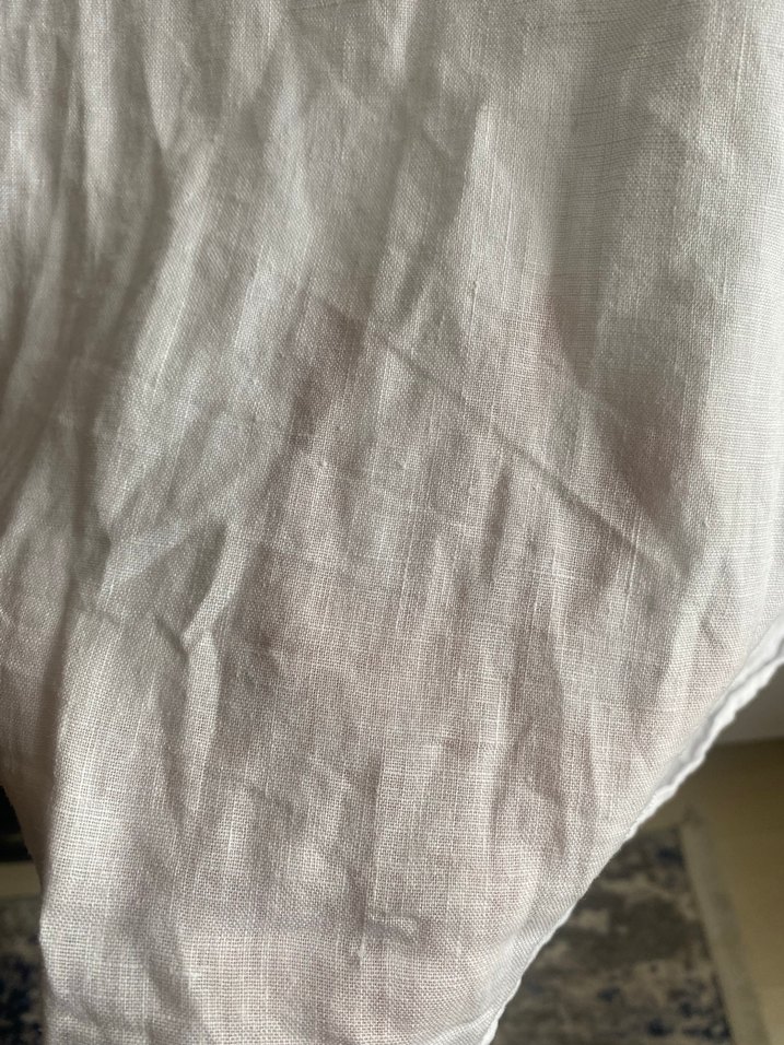 Düğmeli Beyaz Keten Kadın Gömlek - Görsel 5