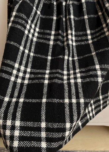 Siyah Ekose Yün Midi Etek - Görsel 4