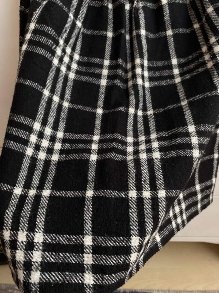 Siyah Ekose Yün Midi Etek - Görsel 4