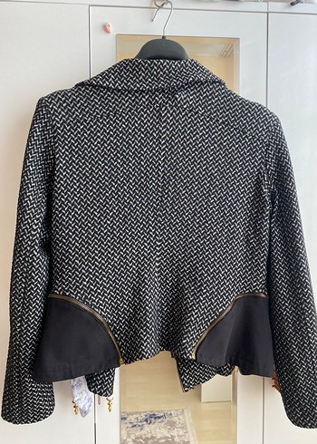 Siyah Gri Mini Kadın Ceket - Görsel 4