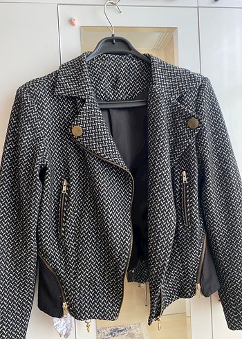 Siyah Gri Mini Kadın Ceket - Görsel 2