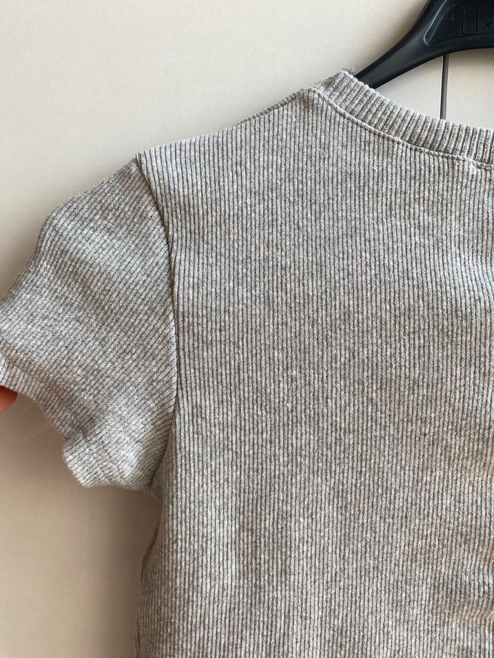 Gri Kısa Kollu Kadın Tişört - Görsel 4