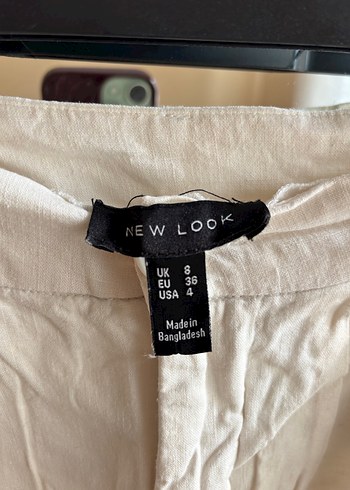 Kadın Beyaz Bol Kesim Keten Pantolon - Görsel 4