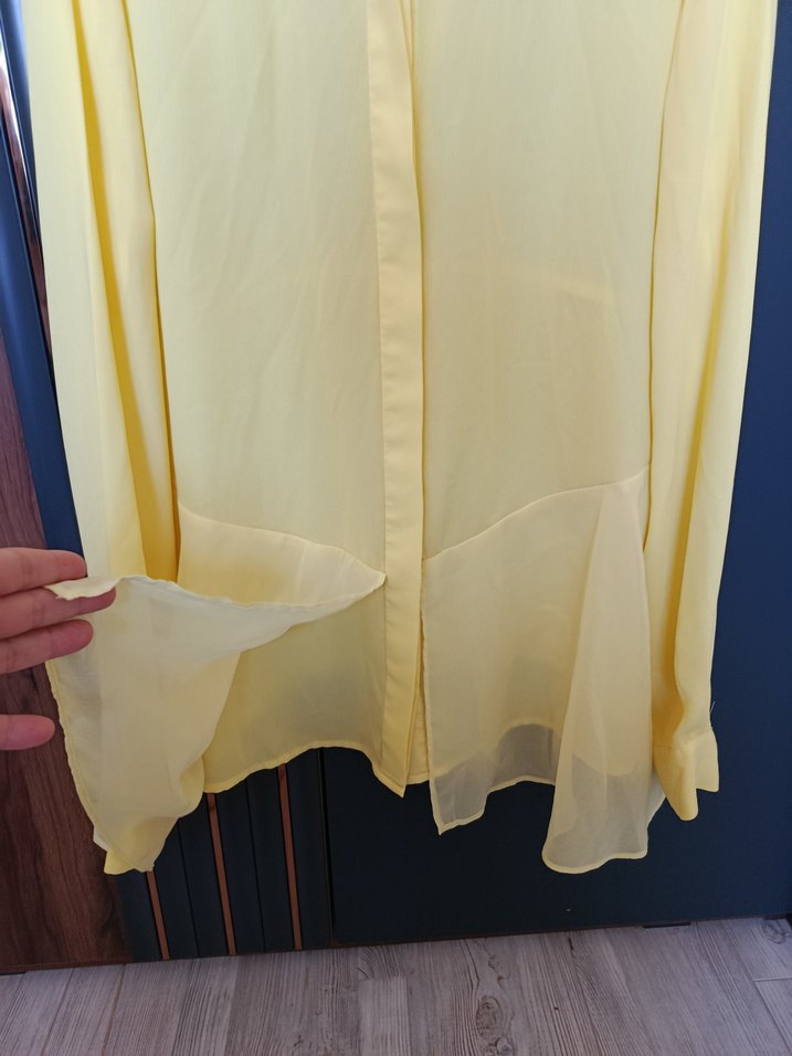 Sarı Midi Boy Düğmeli Kadın Gömlek - Görsel 2