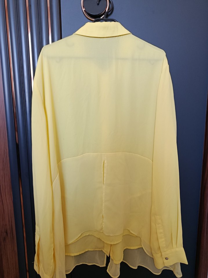 Sarı Midi Boy Düğmeli Kadın Gömlek - Görsel 4
