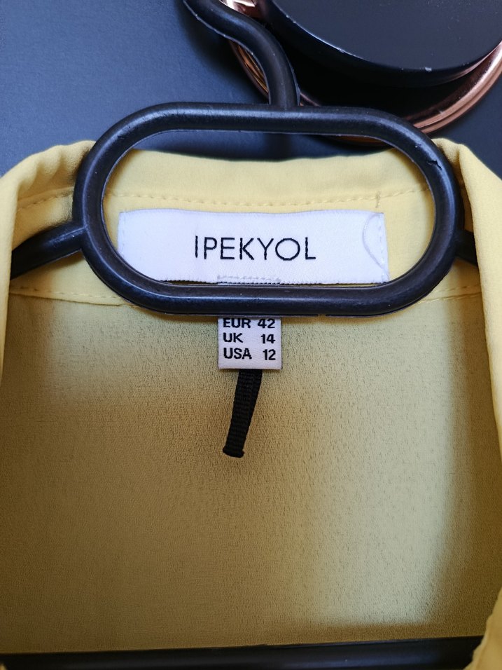 Sarı Midi Boy Düğmeli Kadın Gömlek - Görsel 3