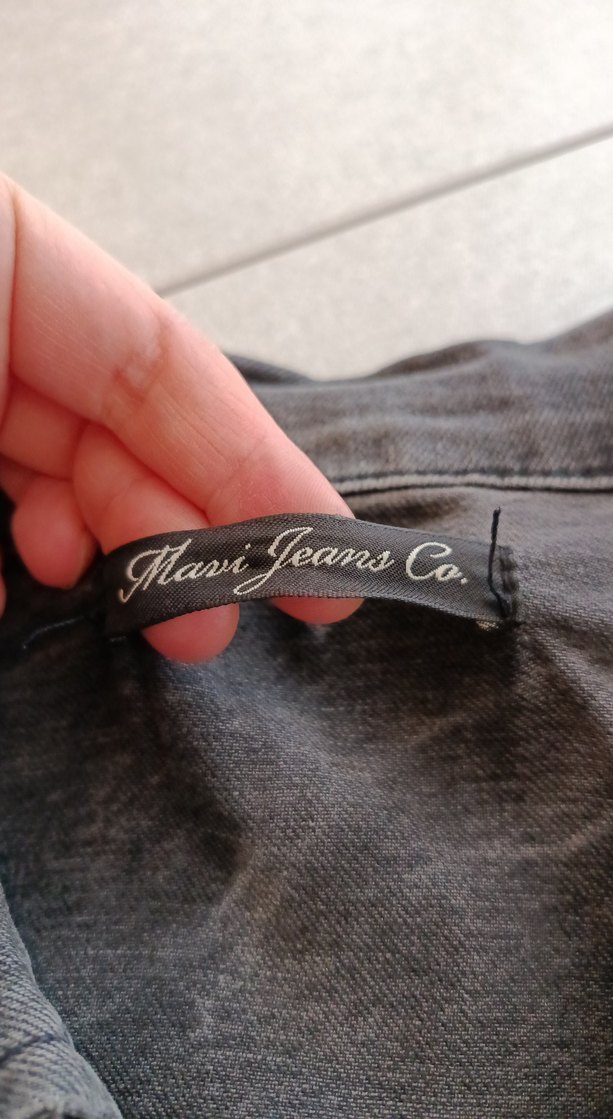 Düğmeli Gri Kadın Denim Ceket - Görsel 4