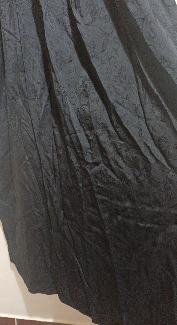 Düğmeli, Nakışlı Gri Uzun Hamile Eteği - Görsel 3