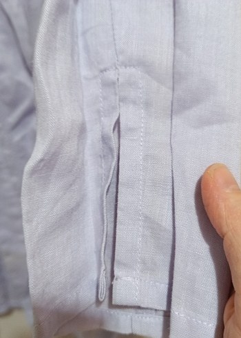 xl Beden Mor Düğmeli Keten Kadın Gömlek