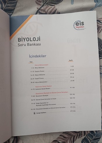 10. Sınıf Biyoloji Soru Bankası - EIS Yayınları - Görsel 2