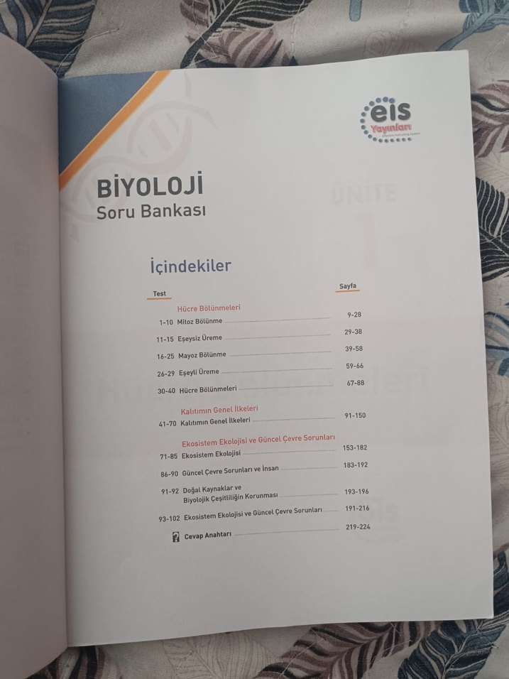 10. Sınıf Biyoloji Soru Bankası - EIS Yayınları - Görsel 2