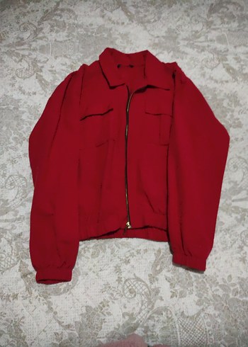Kırmızı Fermuarlı Kadın Sweatshirt