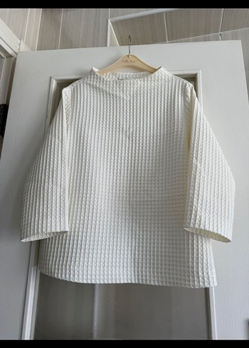 Kadın Beyaz Keten Uzun Kollu Triko - Görsel 4