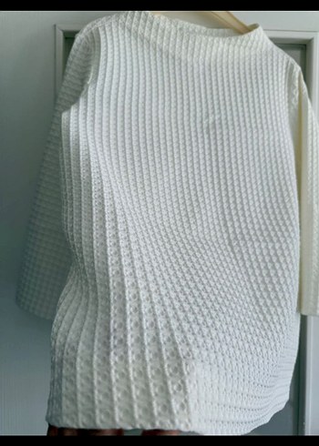 Kadın Beyaz Keten Uzun Kollu Triko - Görsel 6