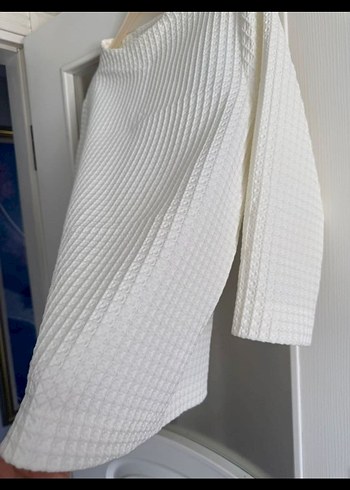 Kadın Beyaz Keten Uzun Kollu Triko - Görsel 5