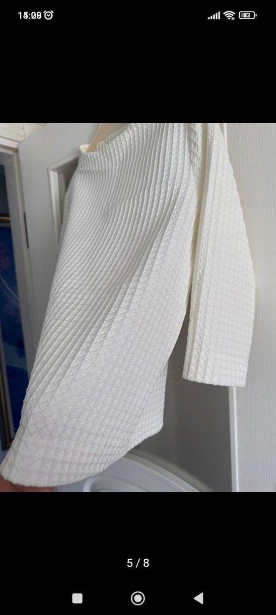 Kadın Beyaz Keten Uzun Kollu Triko - Görsel 5