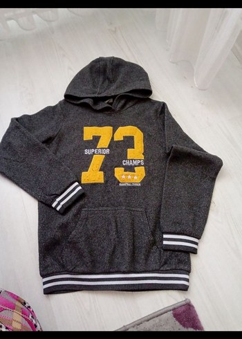 Gri Kapüşonlu Erkek Sweatshirt - Görsel 2