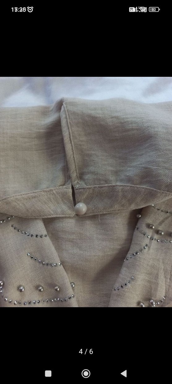 Bej Keten Kadın Uzun Kollu Salaş Tunik - Görsel 3