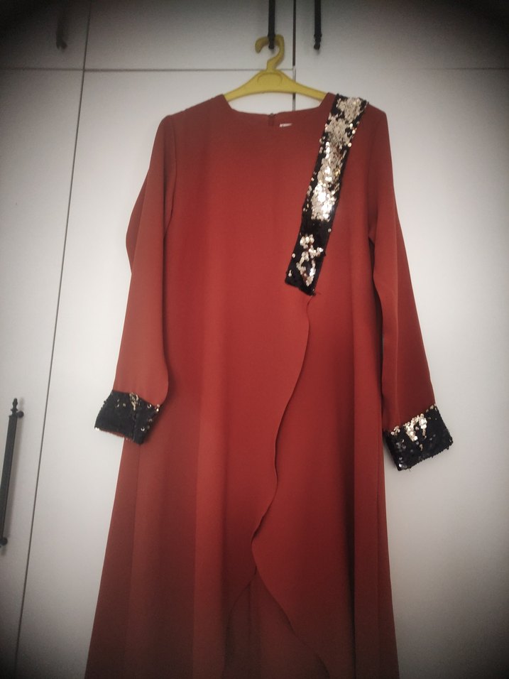 kiremit Uzun Kollu Salaş Elbise - Görsel 2