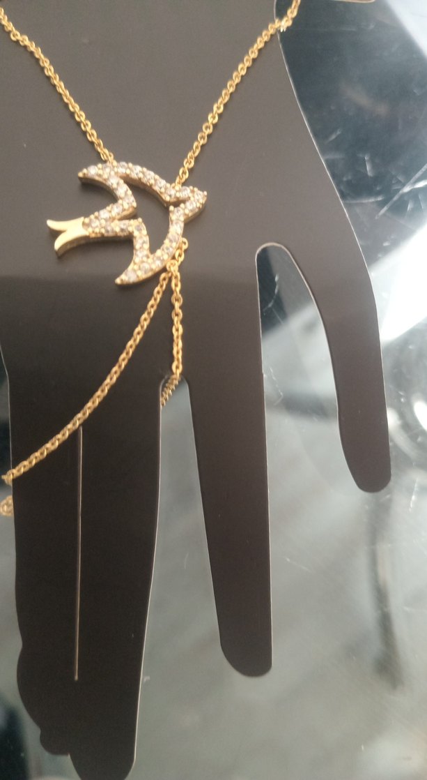 Zincir Detaylı Altın Renk Kadın El Zinciri - Görsel 2