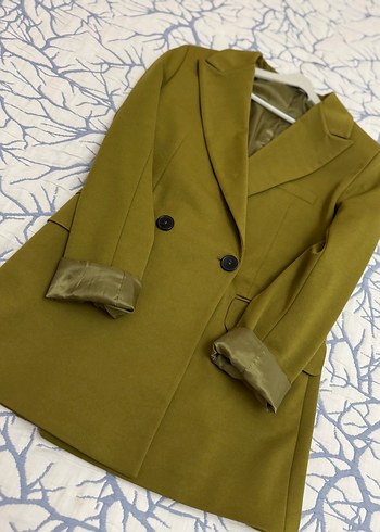 Düğmeli Haki Kadın Blazer Ceket