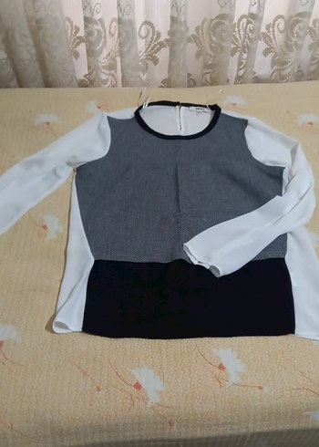Gri Triko Detaylı Kadın Uzun Kollu Bluz