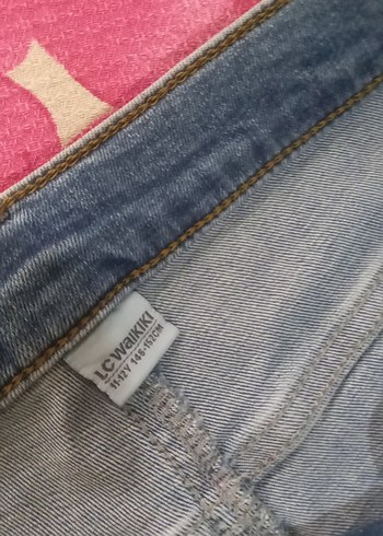11-12 Yaş Beden mavi Renk Renkli Batik Desenli Yırtık Detaylı Pantolon