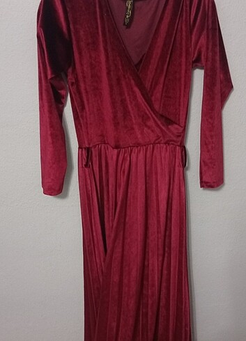 bordo kadife elbise 