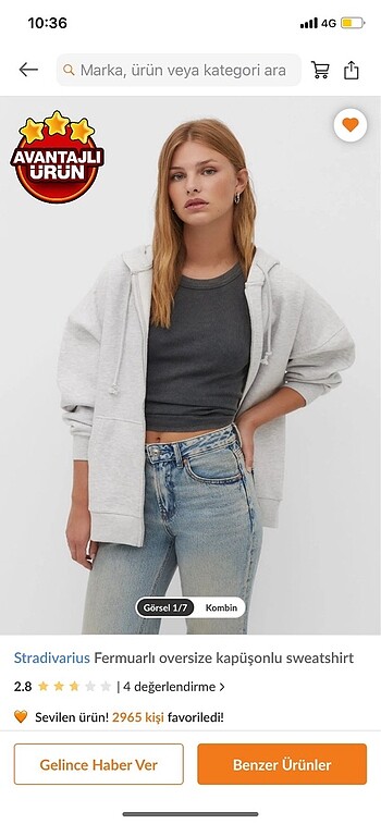 Stradivarius fermuarlı sweat